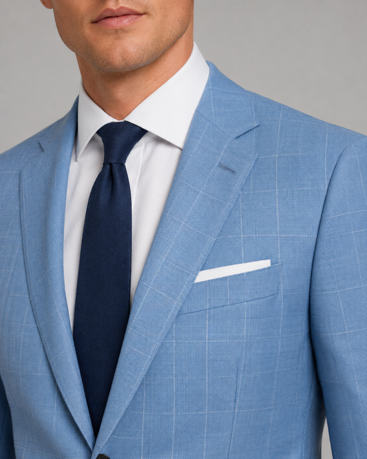 Powder Blue Subtle Satellite Pattern Suit Close up