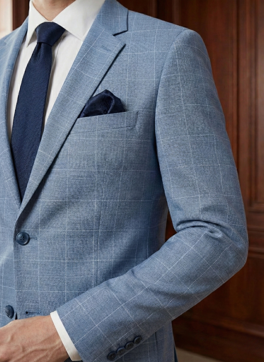 Sky Blue Windowpane Suit