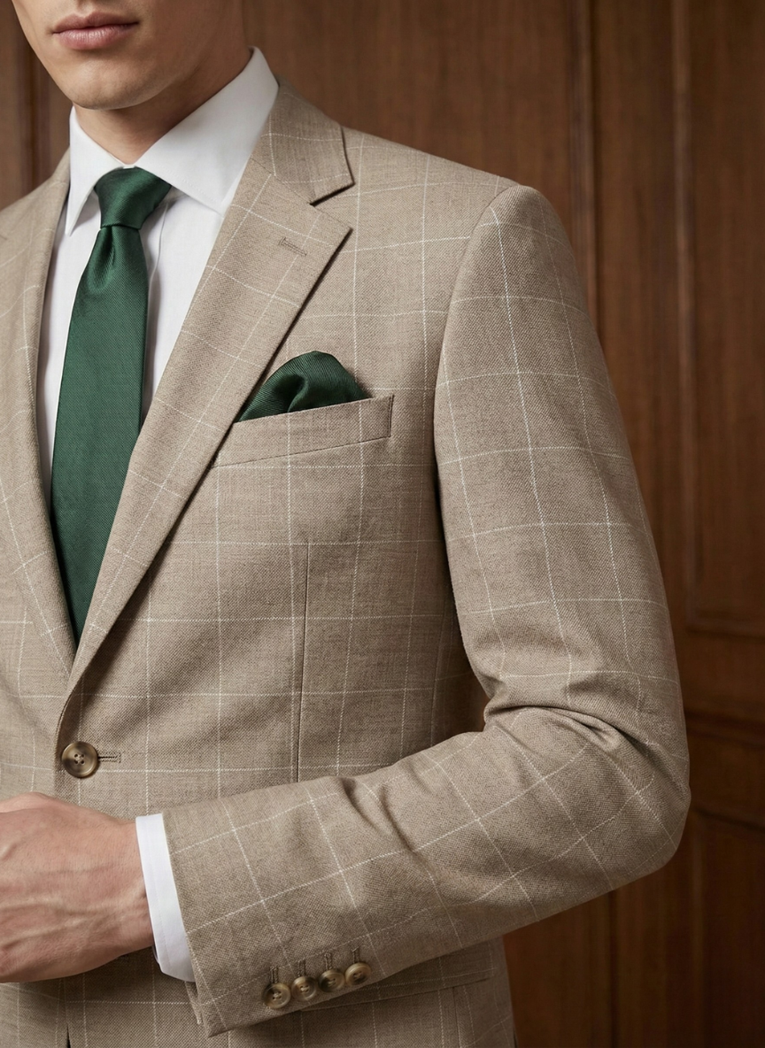 Sand Beige Windowpane Suit