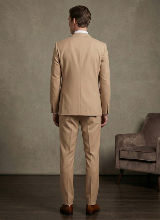 Men's Tan Suit with Reversible Vest