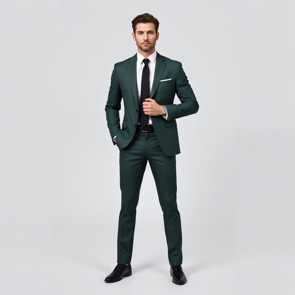Dark Green Suit with Black Accessories – Rental Collection - ABR Custom Tailors