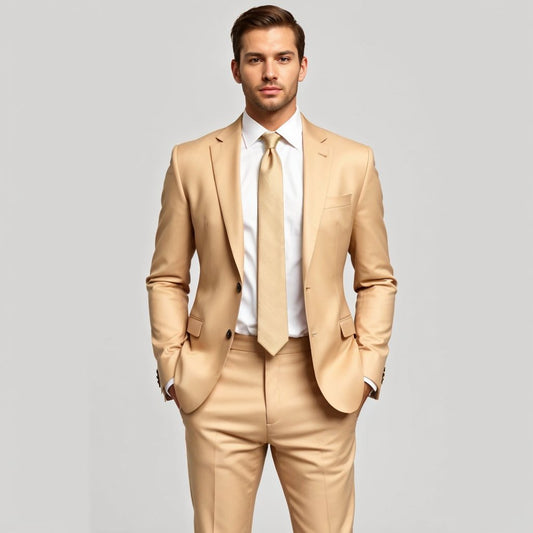 Light Gold Suit with Matching Accessories – Rental Collection - ABR Custom Tailors