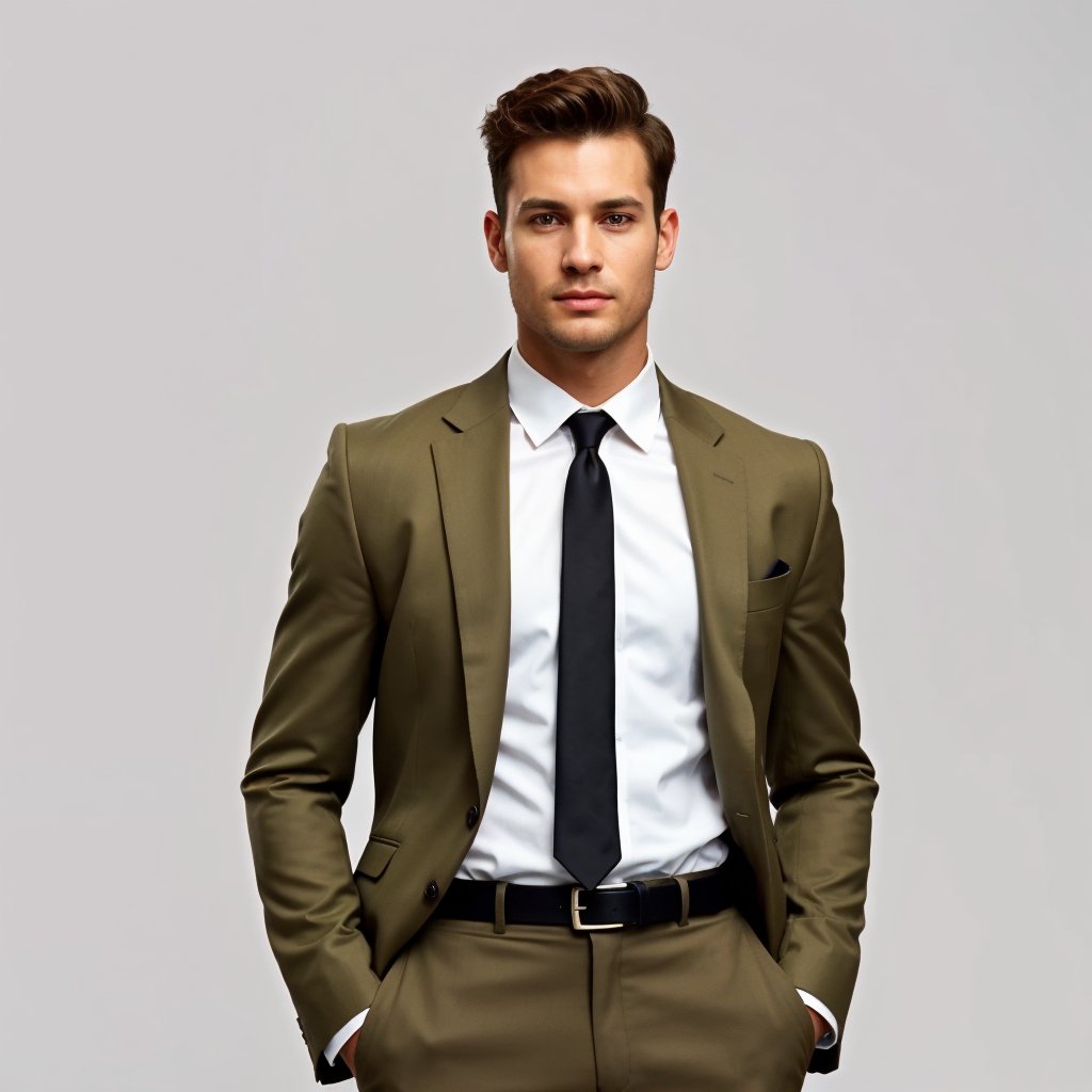 Olive Green Suit with Black Accessories – Rental Collection - ABR Custom Tailors