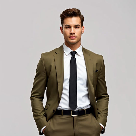 Olive Green Suit with Black Accessories – Rental Collection - ABR Custom Tailors
