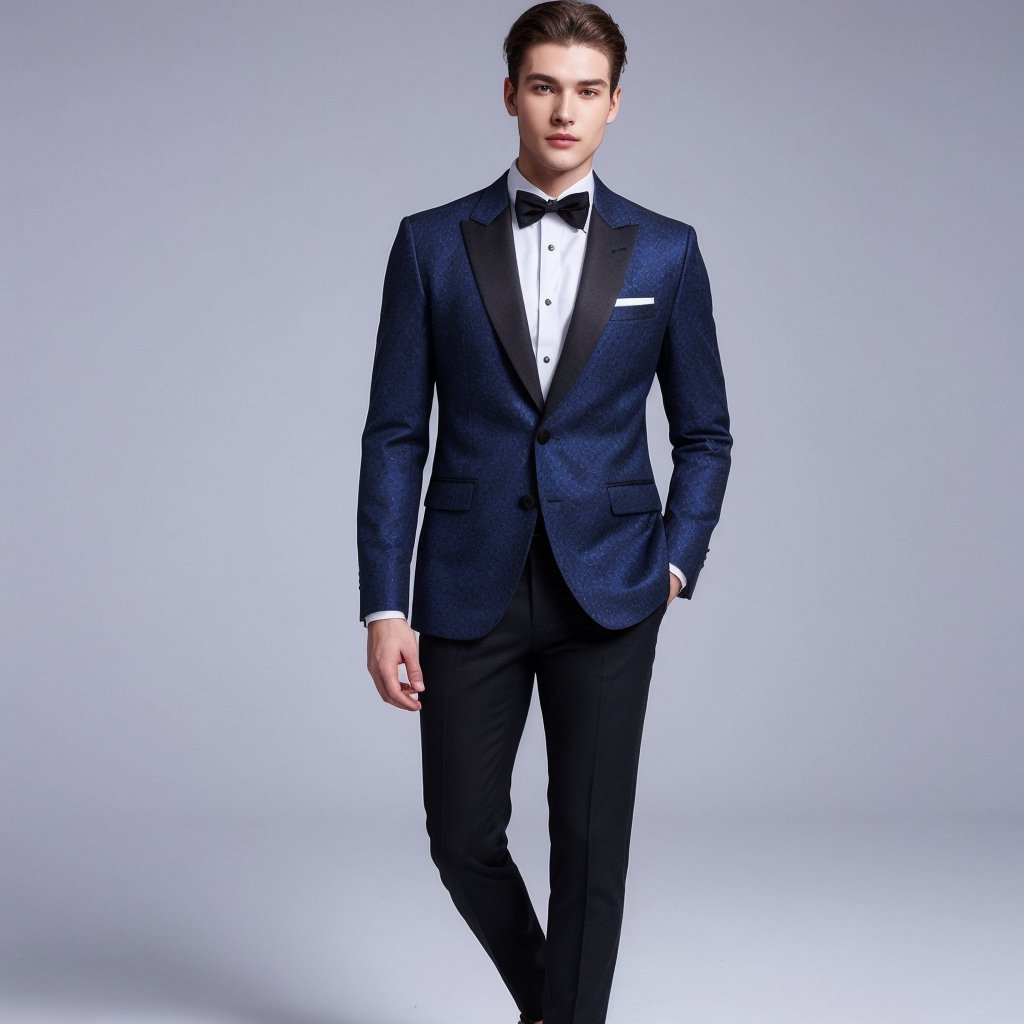 Stylish Blue Tuxedo with Black Lapel - Rental Collection - ABR Custom Tailors