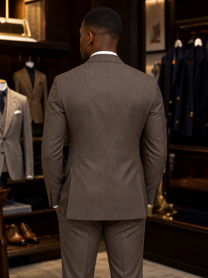 Double breasted, brown suit