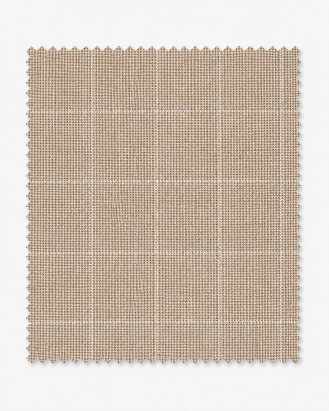 Beige textured windowpane fabric swatch on clean neutral background