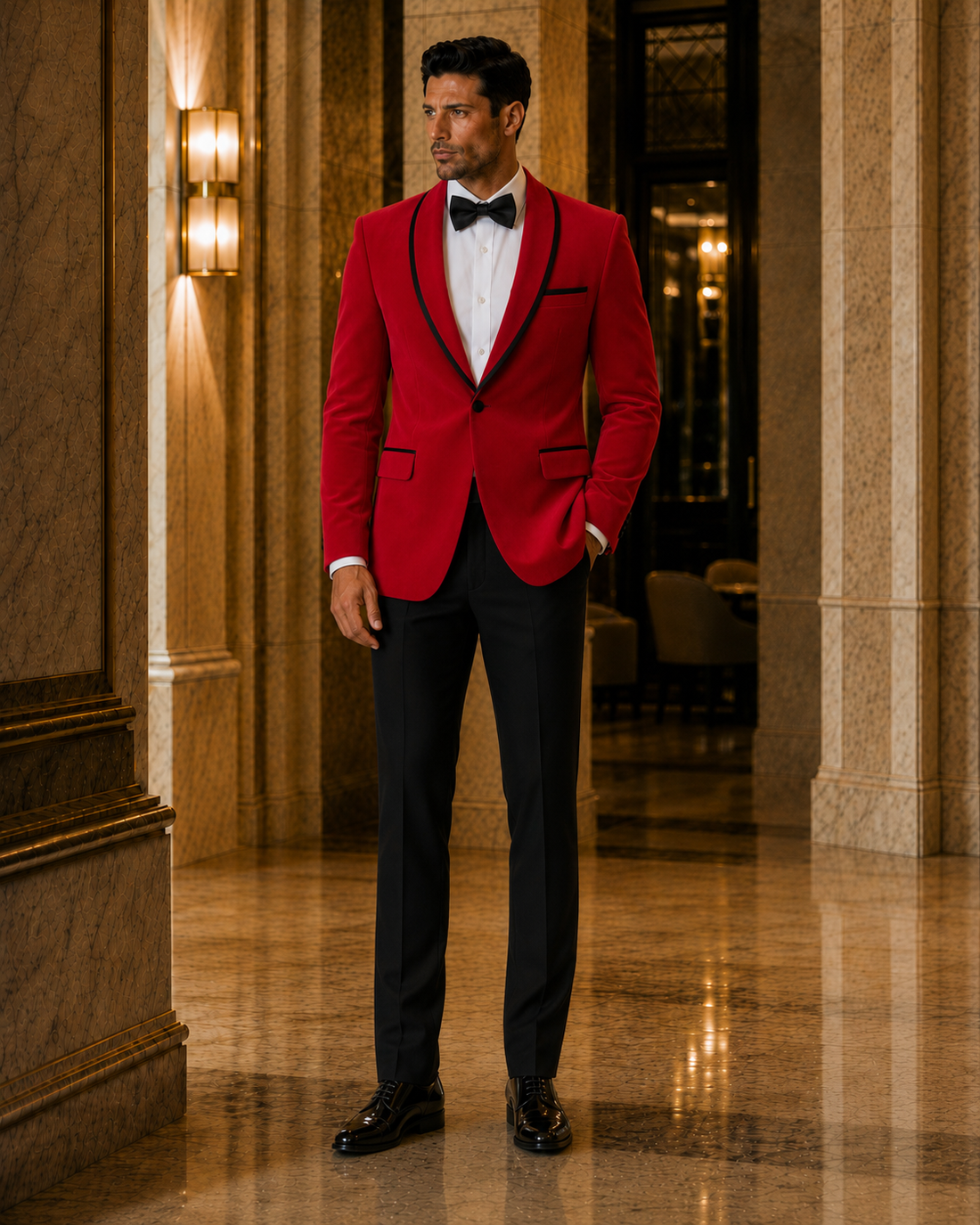 Red Shawl Lapel Tuxedo Jacket