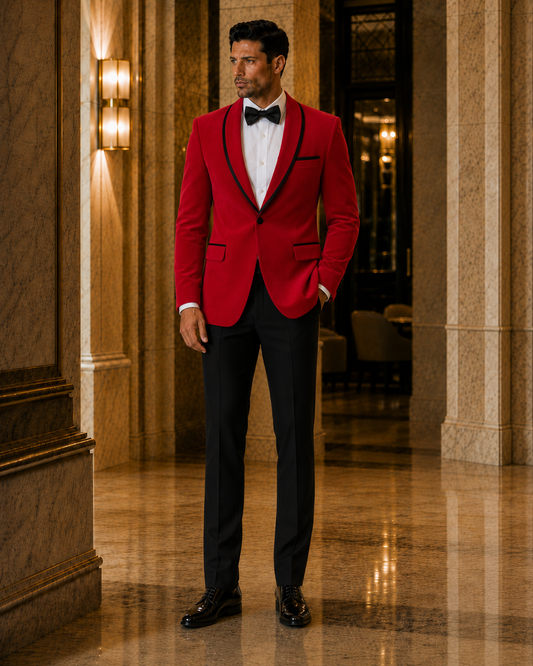 Red Shawl Lapel Tuxedo Jacket