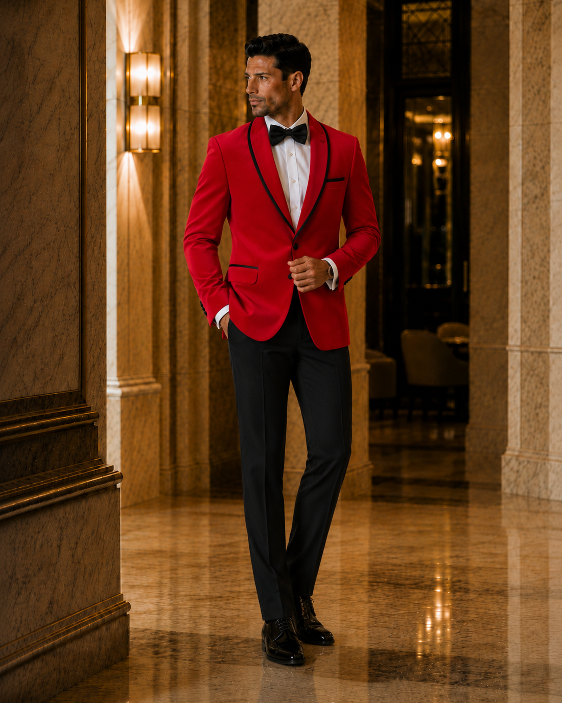 Red Shawl Lapel Tuxedo Jacket