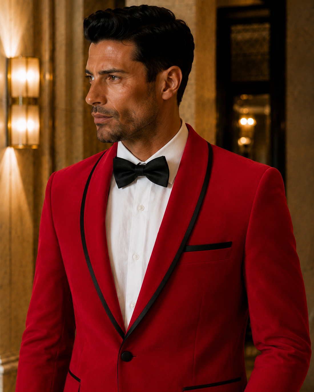 Red Shawl Lapel Tuxedo Jacket