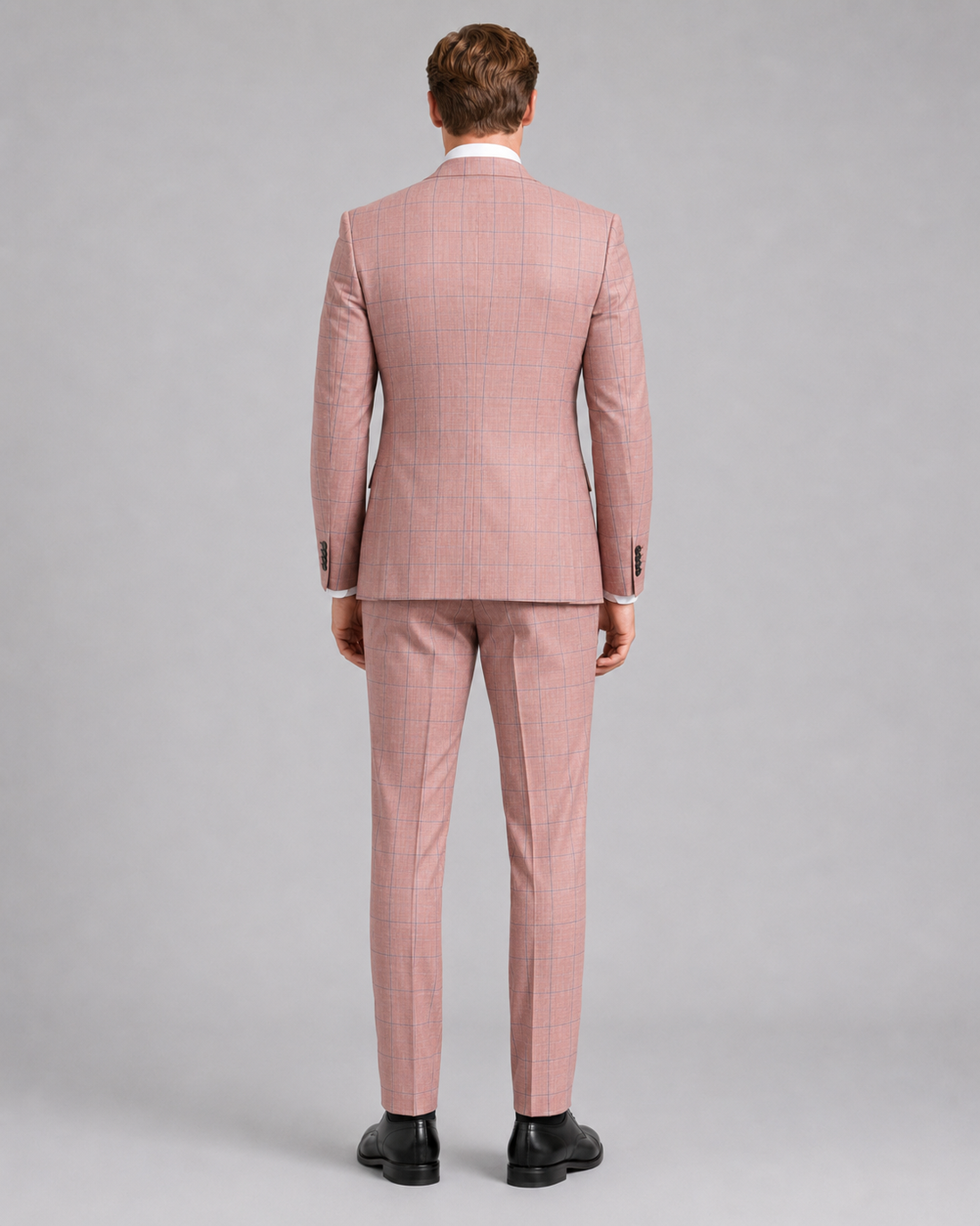 Salmon Pink Windowpane Tailored Suit