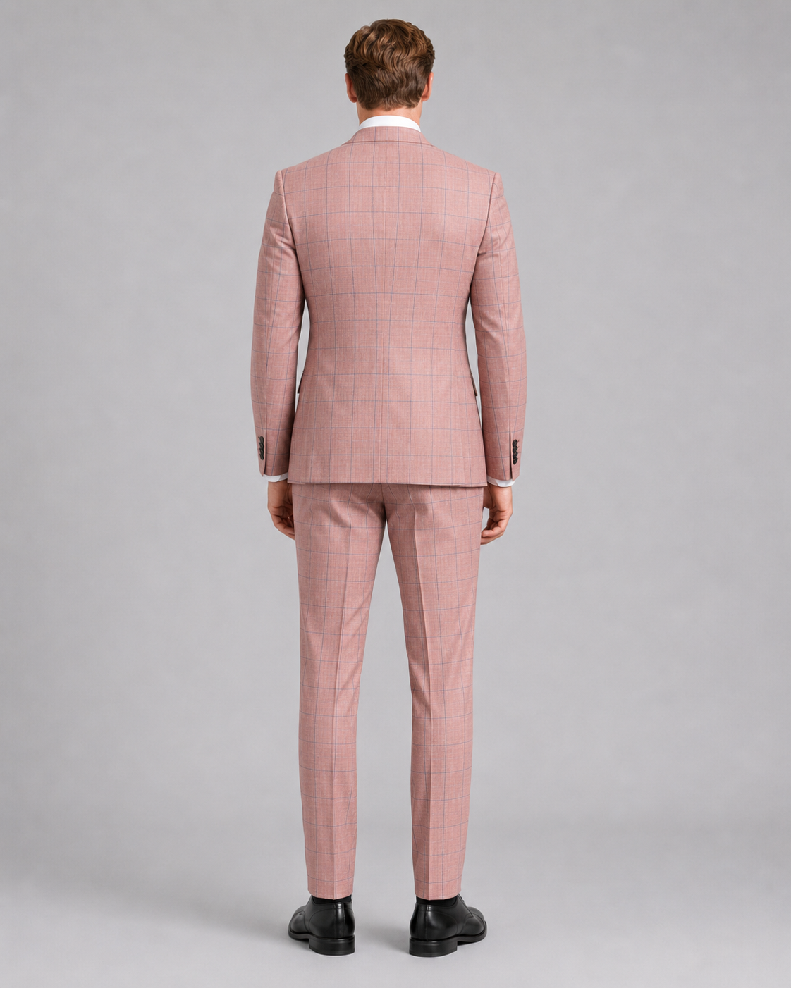 Salmon Pink Windowpane Tailored Suit