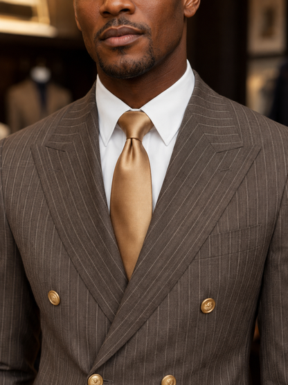 Double breasted, brown suit