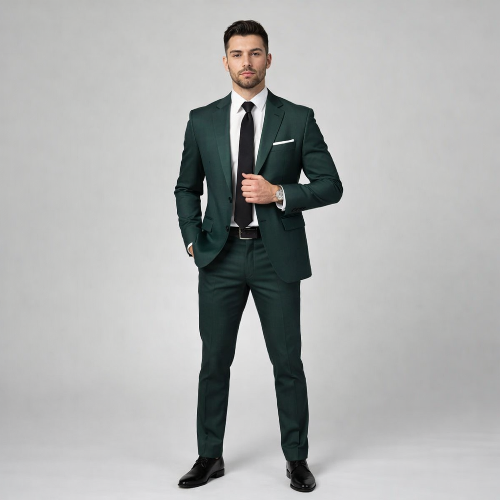 Dark Green Suit with Black Accessories – Rental Collection