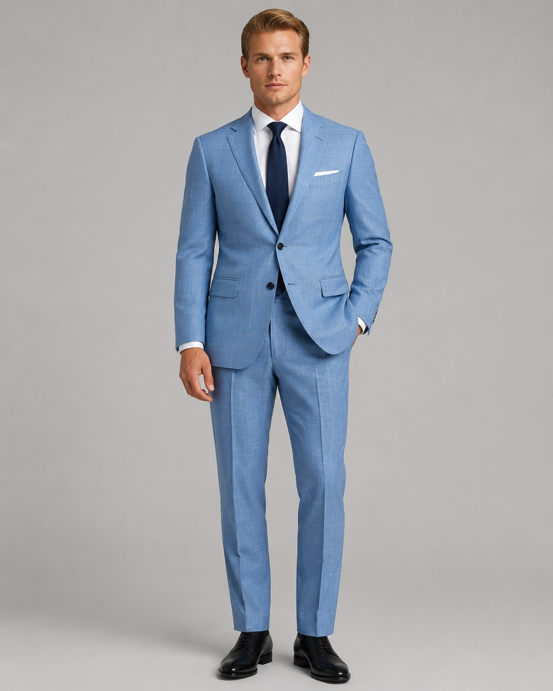 Powder Blue Subtle Satellite Pattern Suit