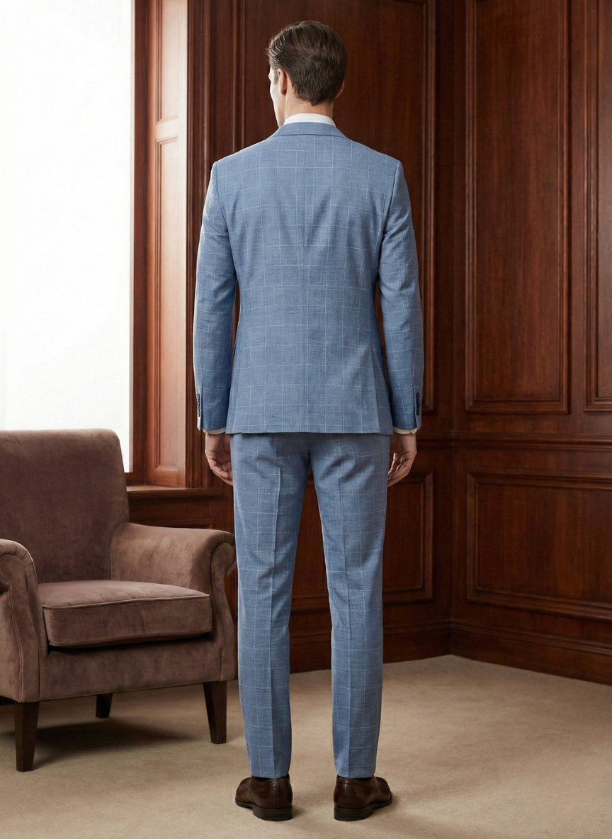 Sky Blue Windowpane Suit