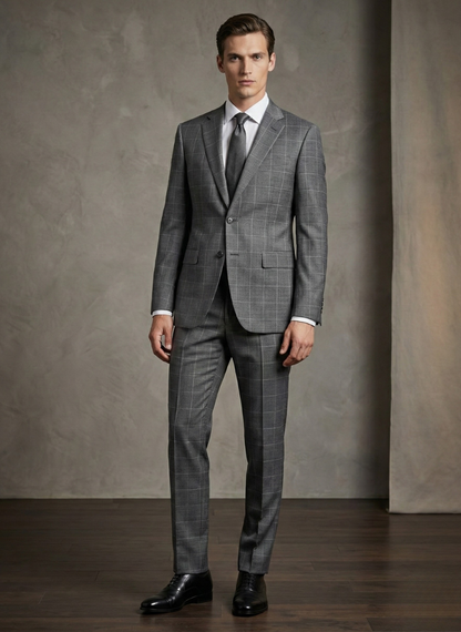 Charcoal Grey Windowpane Suit