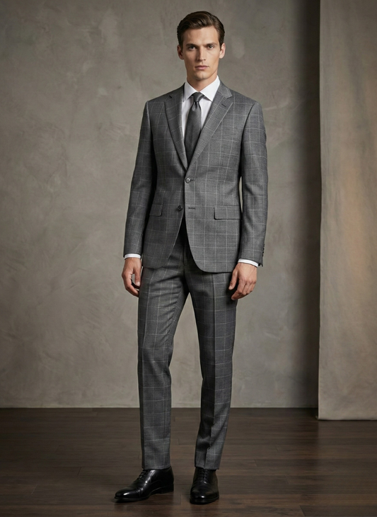 Charcoal Grey Windowpane Suit