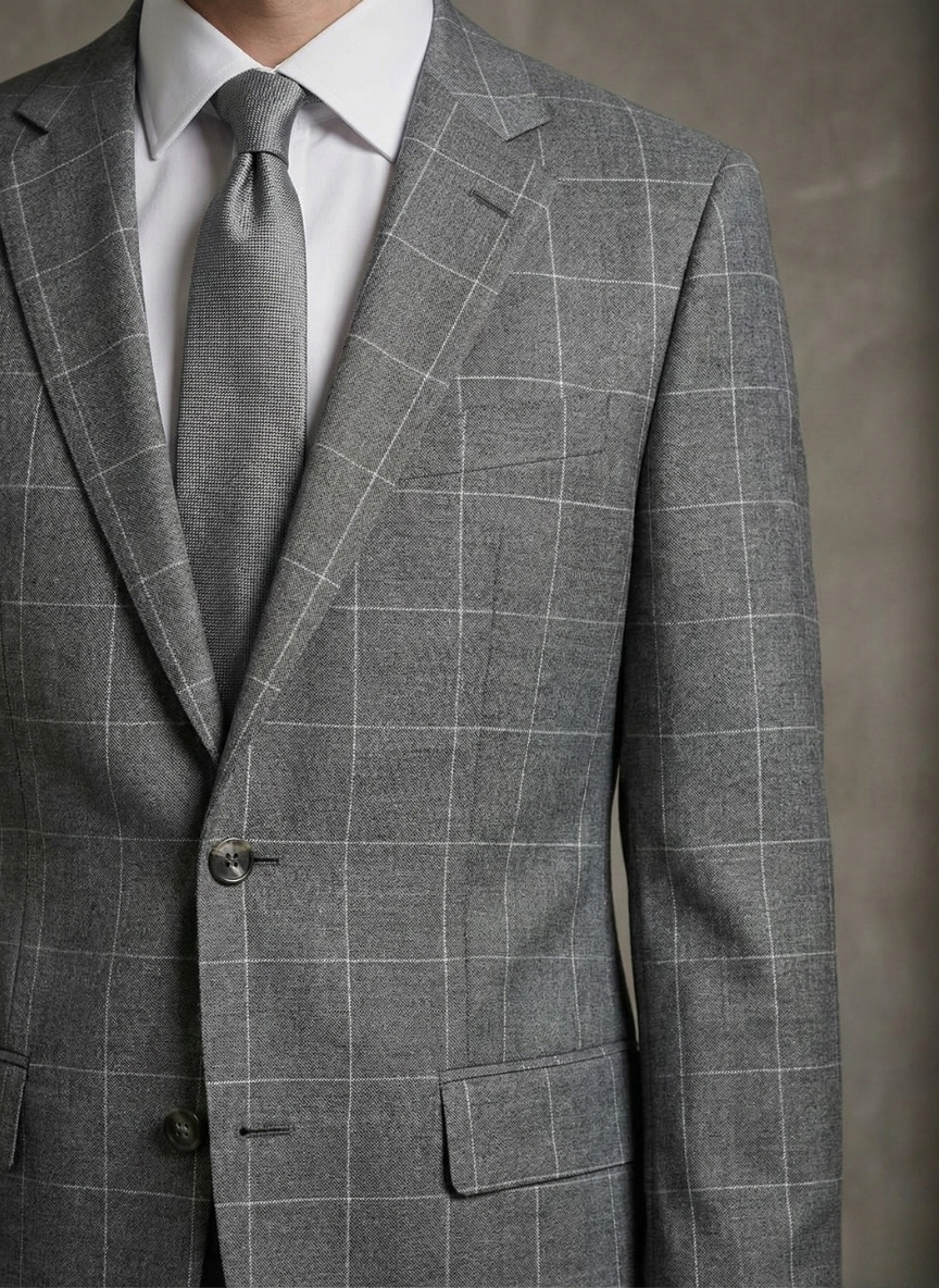 Charcoal Grey Windowpane Suit