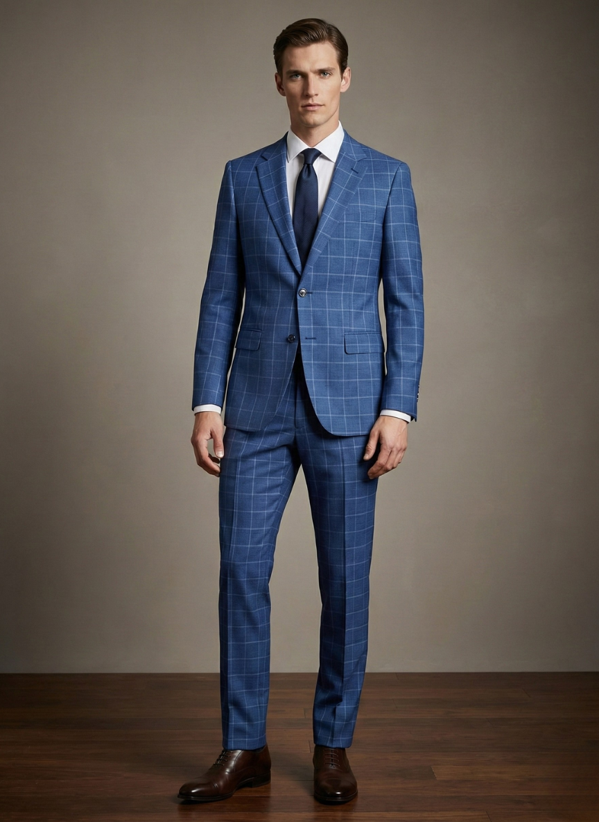 Skyline Blue Windowpane Suit