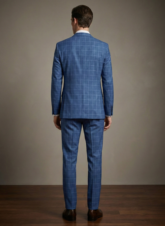 Skyline Blue Windowpane Suit