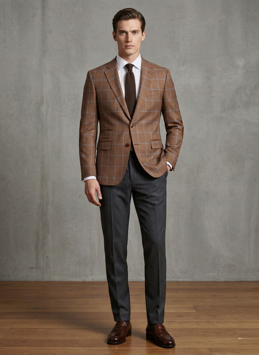 Brown Windowpane Sport Jacket – Designed by ALEX RAM