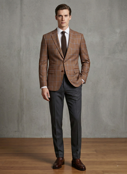 Brown Windowpane Sport Jacket – Designed by ALEX RAM