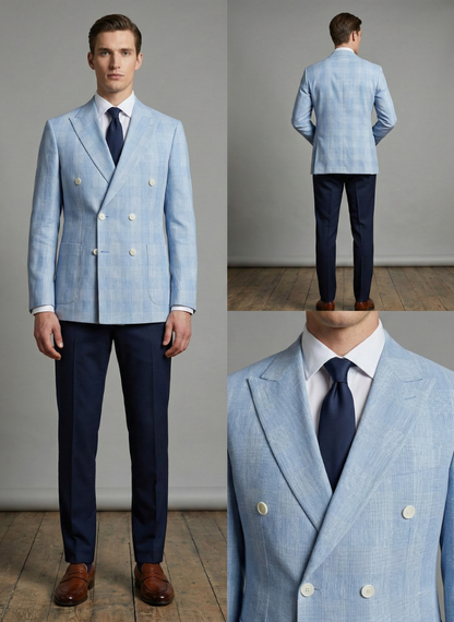 Sky Blue Double-Breasted Sport Jacket
