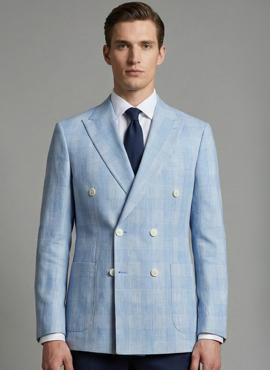 Sky Blue Double-Breasted Sport Jacket
