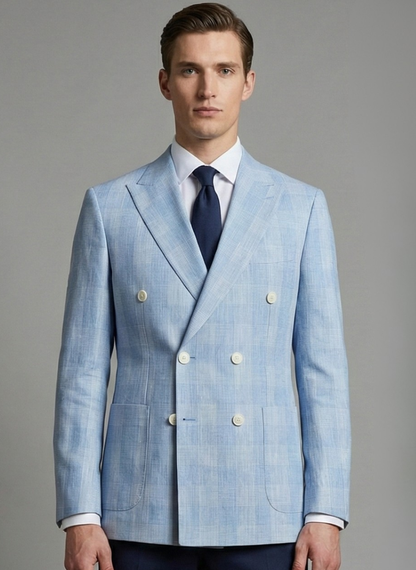 Sky Blue Double-Breasted Sport Jacket