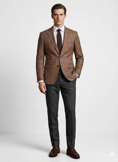 Brown Windowpane Sport Jacket – Designed by ALEX RAM