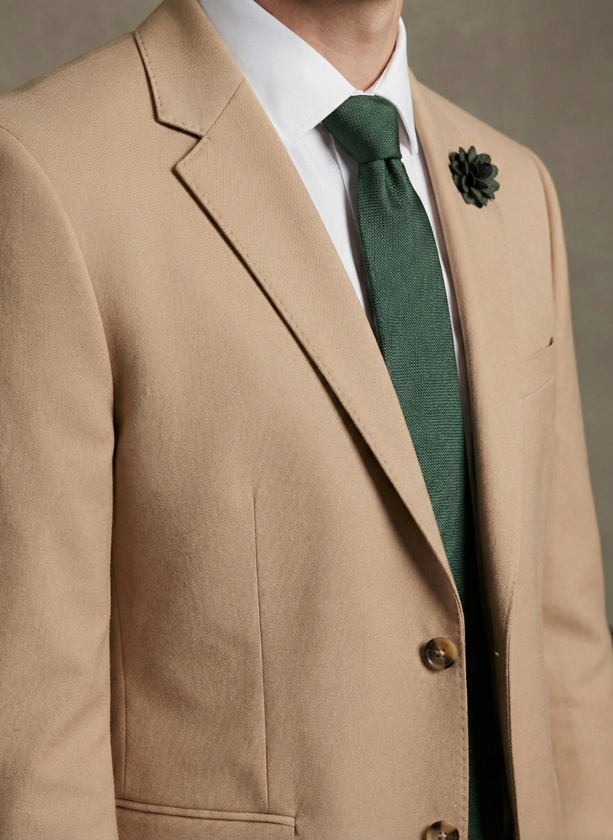 Men's Tan Suit with Reversible Vest