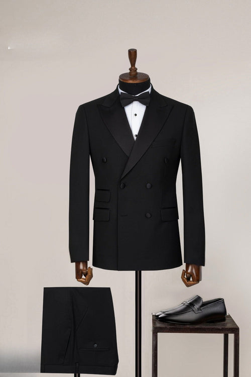 Black Double - Breasted Tuxedo Package – Sharp, Sleek, and Timeless - ABR Custom Tailors