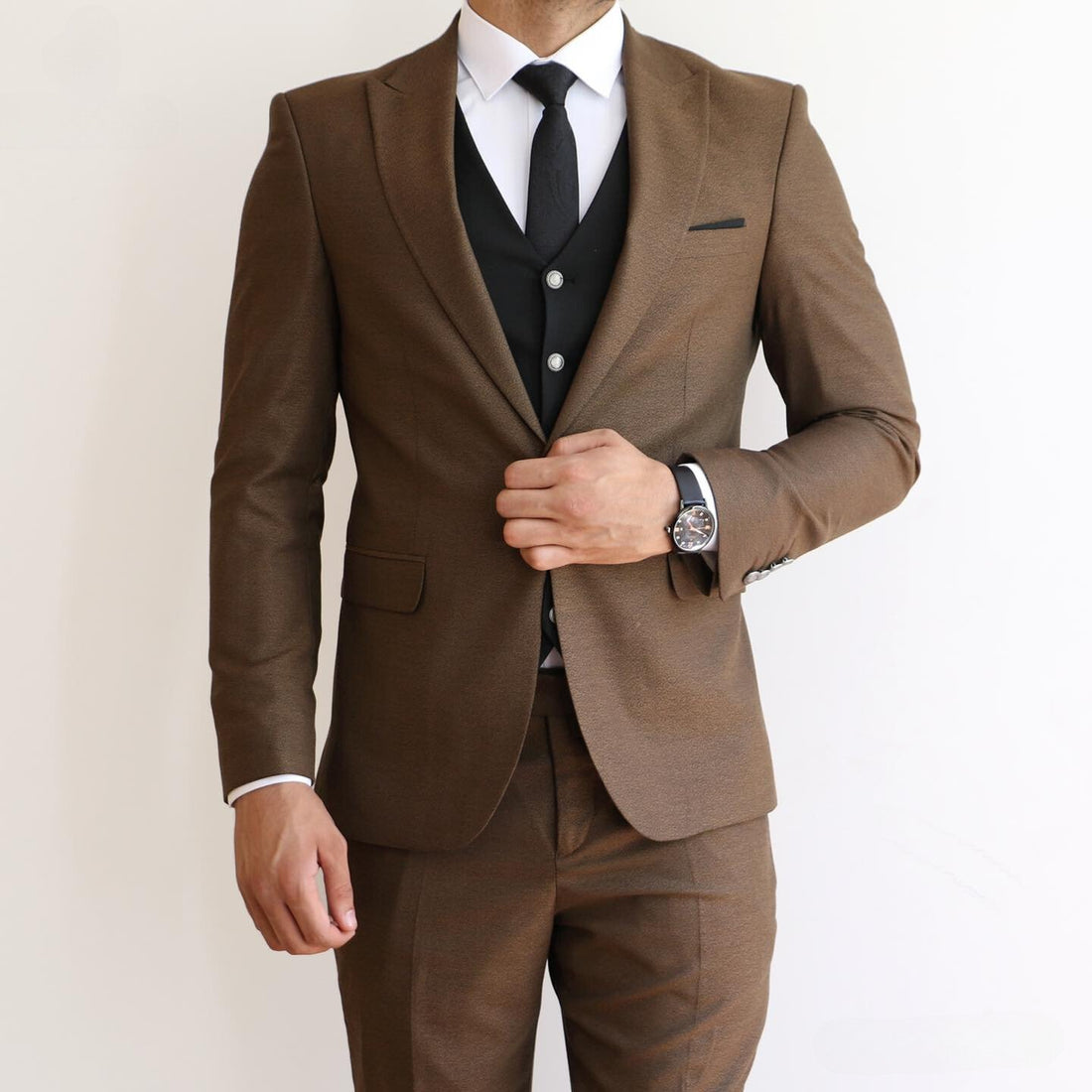 Brown Three - Piece Custom Suit - ABR Custom Tailors