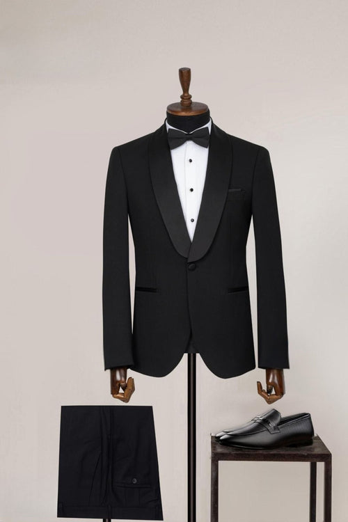 Classic Black Shawl Tuxedo Package – Timeless Elegance for Prom - ABR Custom Tailors