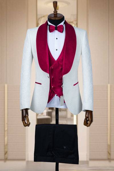 Elegant White and Burgundy