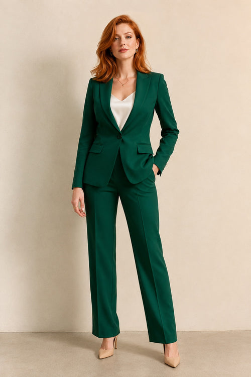 Emerald green women's power suit