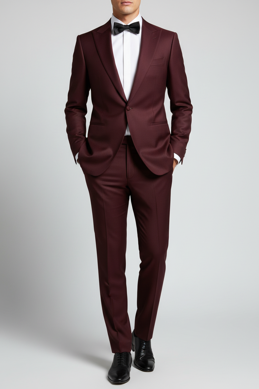 Burgundy Peak Lapel Tuxedo
