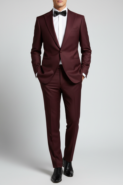 Burgundy Peak Lapel Tuxedo