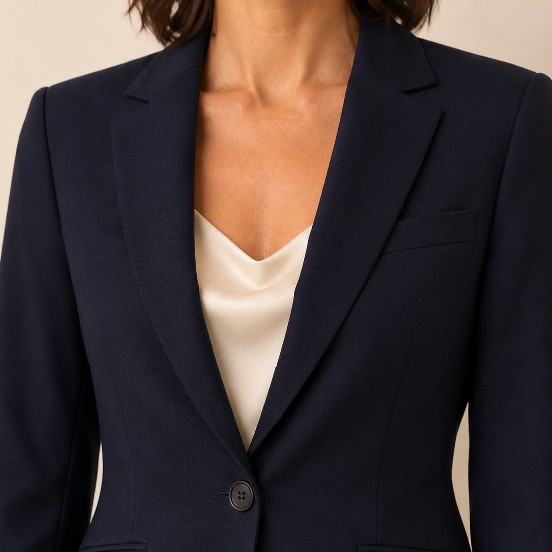 Navy wool lapel detail