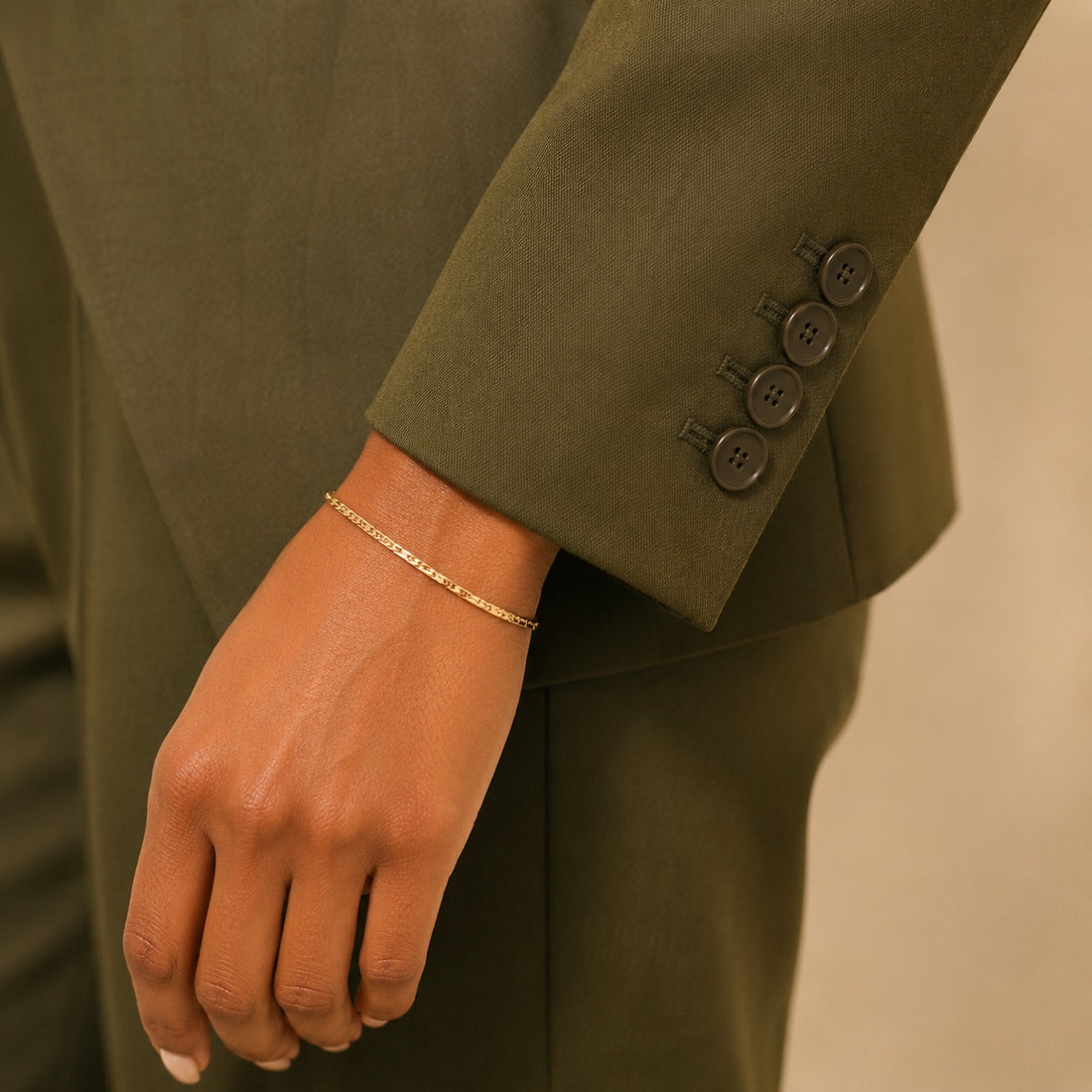 Olive cuff with gold bracelet