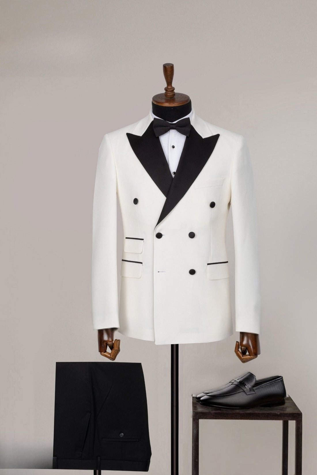 White Double - Breasted Tuxedo Package – Classic Hollywood Glam - ABR Custom Tailors
