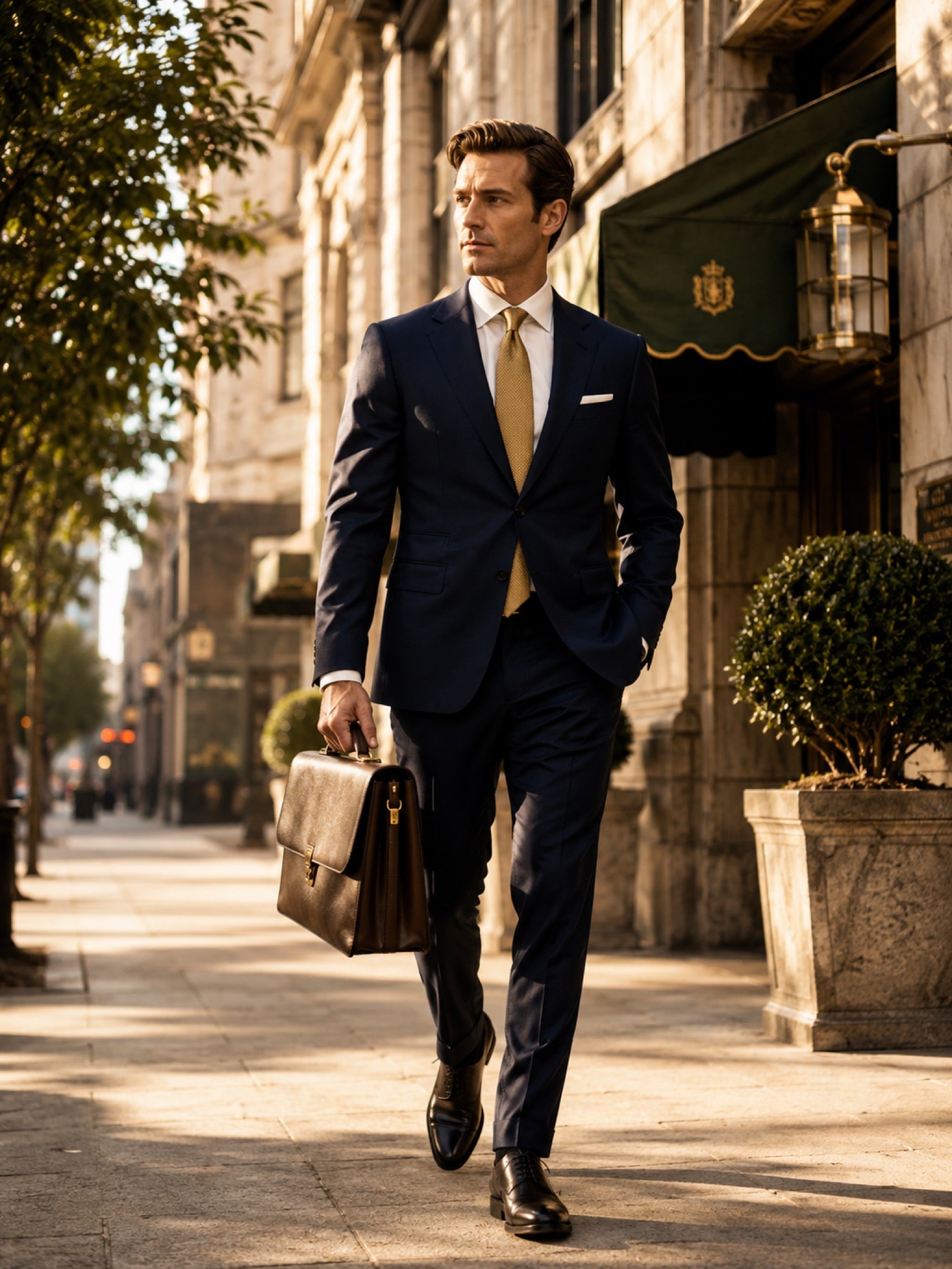 Navy twill business suit