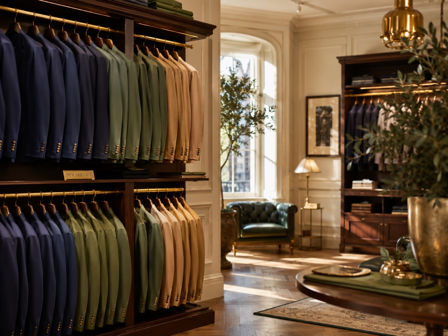 Suits on the racks at ABR Custom Tailors in Greensboro